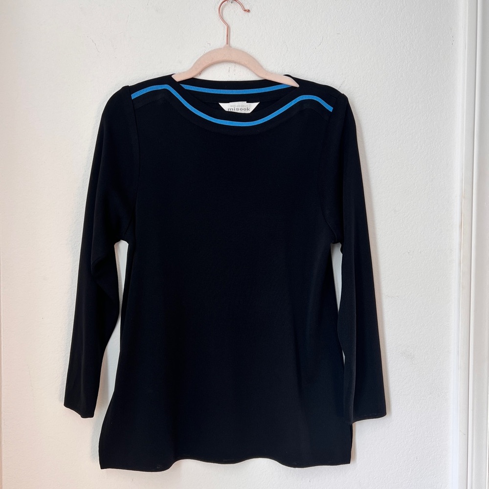 Vintage Misook Black Long Sleeve Textured Knit Pullover Top Women’s‎ Small